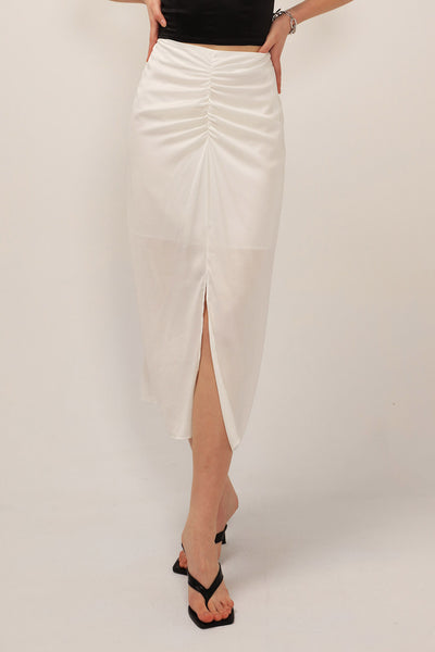 Bella Ruched Slit Skirt