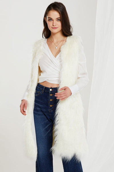 Reagan Faux Fur Long Vest-2 Colors