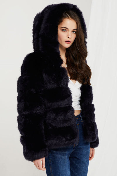 Elena Faux Fur Mink Hoodie Coat-2 Colors