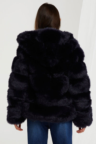 Elena Faux Fur Mink Hoodie Coat-2 Colors