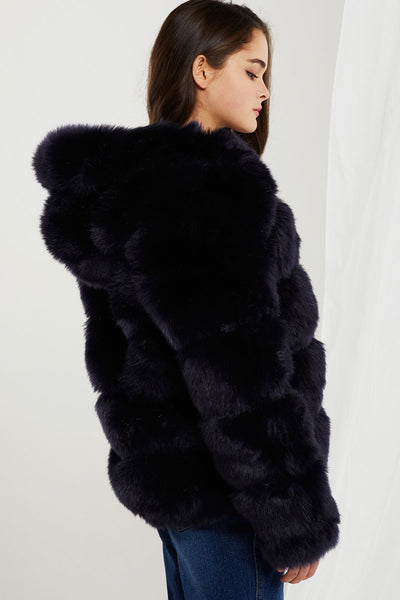 Elena Faux Fur Mink Hoodie Coat-2 Colors