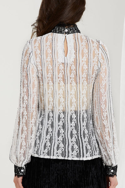 Natalie Embroidered Lace Tiered Blouse