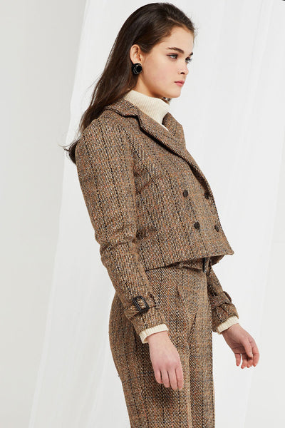 Sujin Puff Sleeves Plaid Jacket