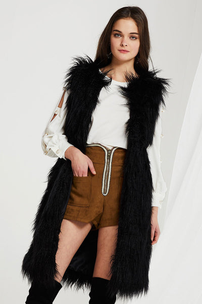 Reagan Faux Fur Long Vest-2 Colors