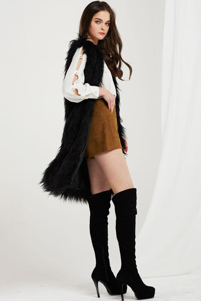 Reagan Faux Fur Long Vest-2 Colors