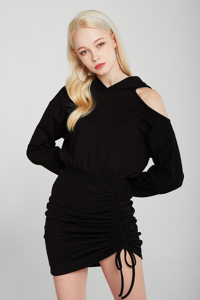 Hannah Cutout Sleeve Hooded Dress