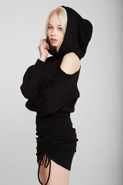 Hannah Cutout Sleeve Hooded Dress