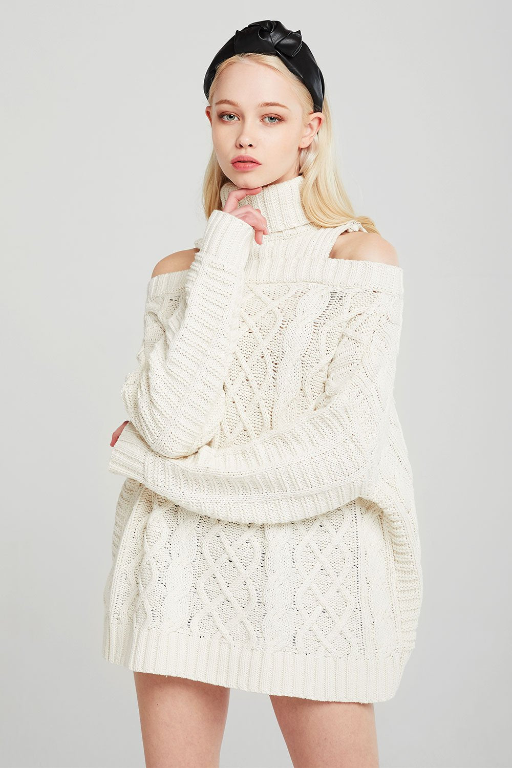 Ivy Cold Shoulder Turtleneck Sweater