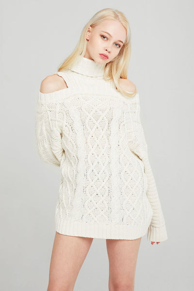 Ivy Cold Shoulder Turtleneck Sweater