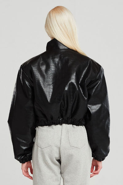 Hazel Croc Pleather Bomber Jacket