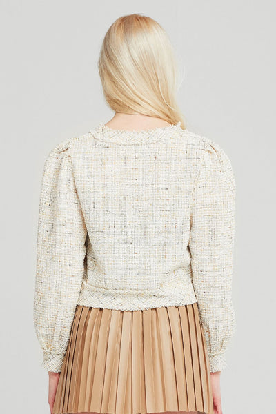 Lucy Puff Sleeve Tweed Cardigan