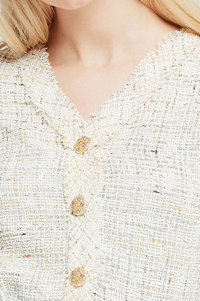 Lucy Puff Sleeve Tweed Cardigan