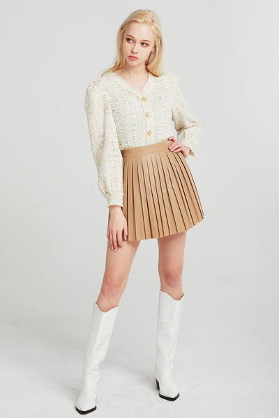 Lucy Puff Sleeve Tweed Cardigan