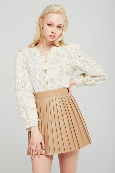 Lucy Puff Sleeve Tweed Cardigan