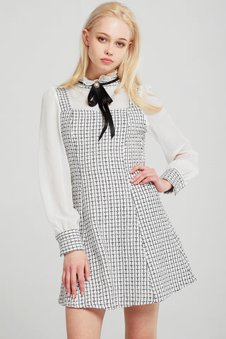 Penelope Bow Tie Tweed Dress