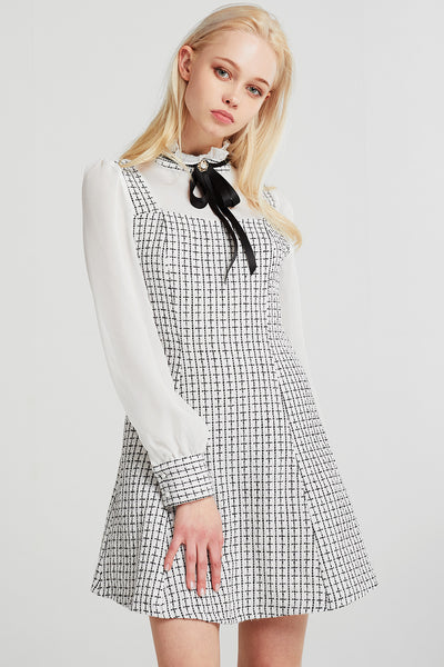 Penelope Bow Tie Tweed Dress