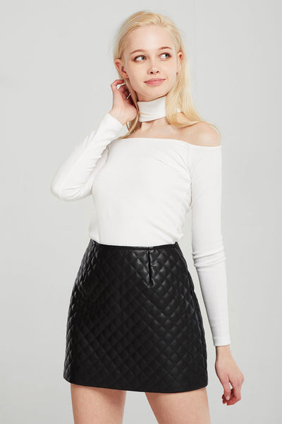 Aurora Quilted Pleather Skirt