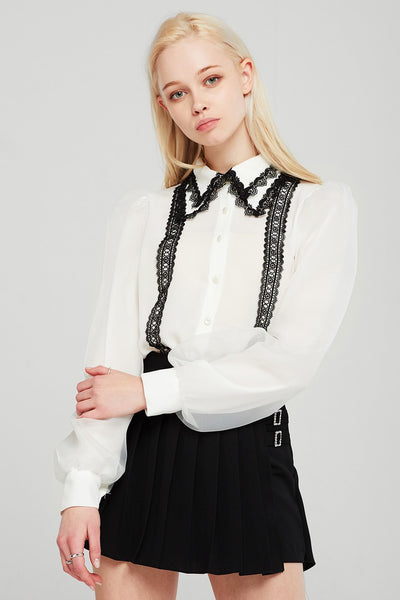 Taylor Contrast Lace Trim Blouse