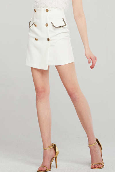 Leslie Chain Trim Button Skirt