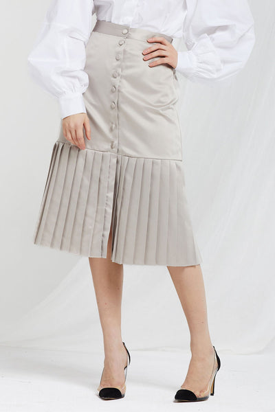 Talia Satin Pleated Hem Skirt-2 Colors