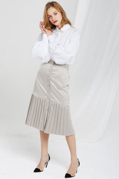 Talia Satin Pleated Hem Skirt-2 Colors