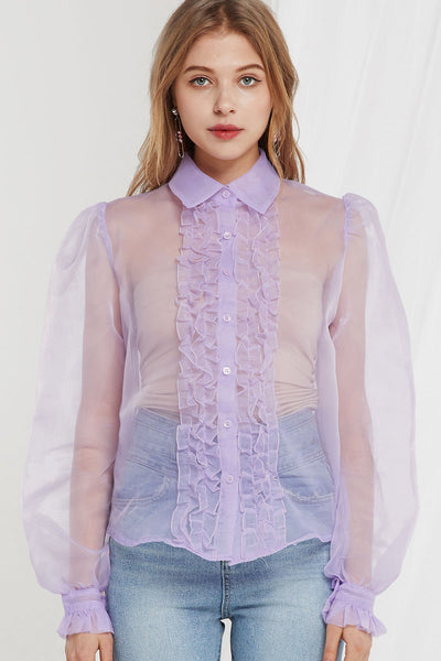 Ophelia Organza Front Frill Blouse-2 Colors