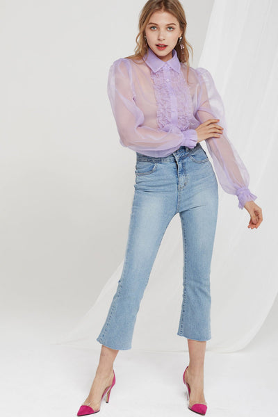 Ophelia Organza Front Frill Blouse-2 Colors