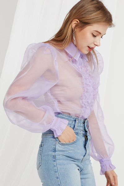 Ophelia Organza Front Frill Blouse-2 Colors