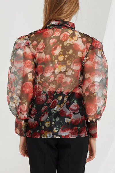 Callie Rose Printed Organza Blouse