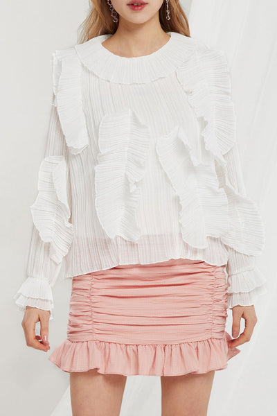 Molly Crinkled Ruffle Blouse