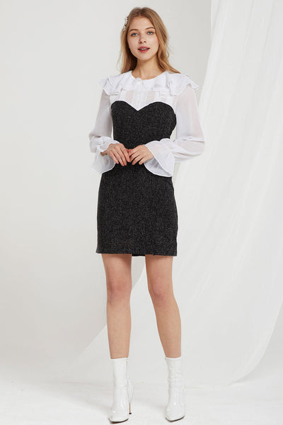 Taylor Wavy Collar Contrast Dress