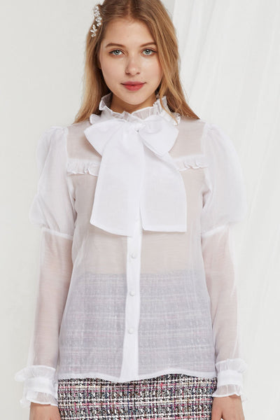 Mabel Juliet Sleeve Sheer Blouse