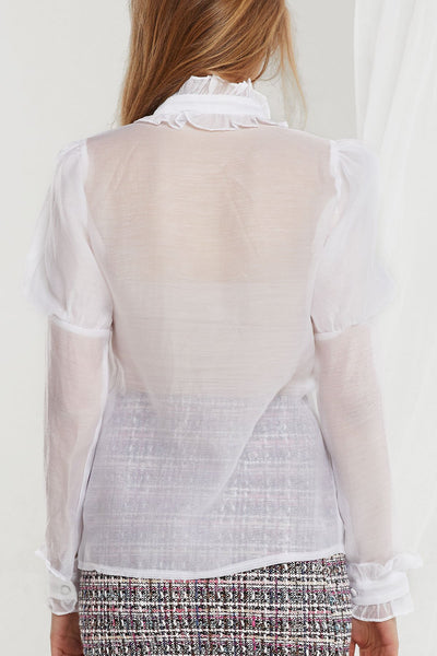 Mabel Juliet Sleeve Sheer Blouse