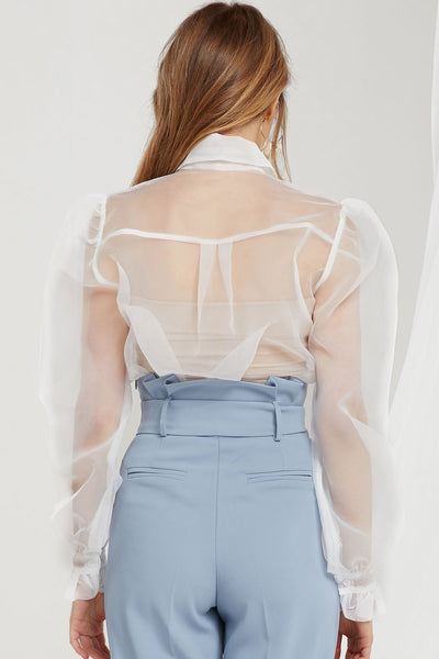 Ophelia Organza Front Frill Blouse-2 Colors