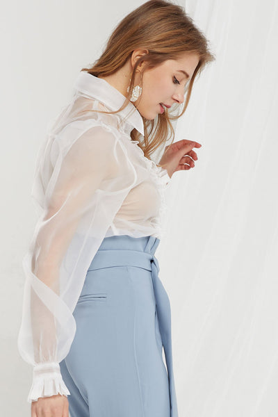 Ophelia Organza Front Frill Blouse-2 Colors