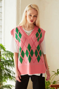 Hope Oversized Argyle Sweater Vest