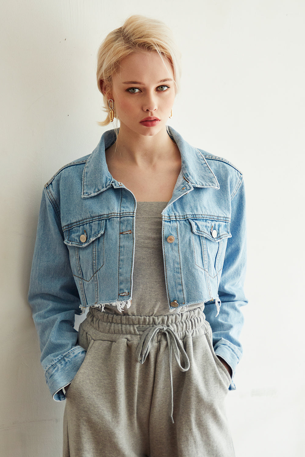 Jenna Raw Edge Cropped Denim Jacket