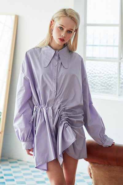 Harley Drawstring Ruched Shirt Dress