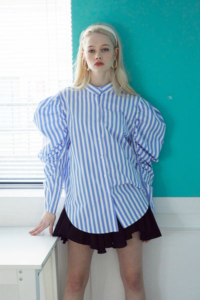 Finley Striped Ruched Sleeve Shirt