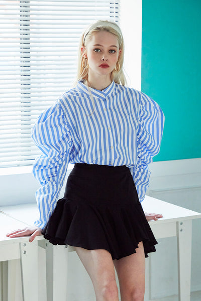 Finley Striped Ruched Sleeve Shirt