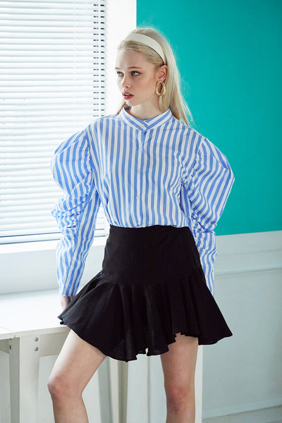 Finley Striped Ruched Sleeve Shirt