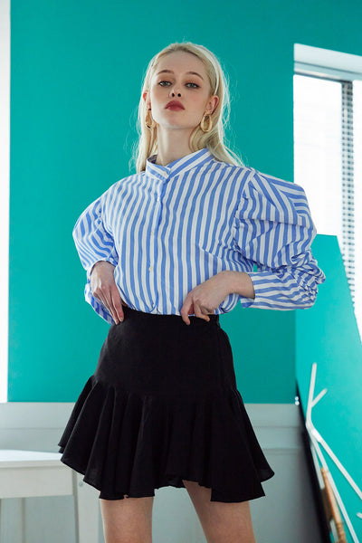 Finley Striped Ruched Sleeve Shirt