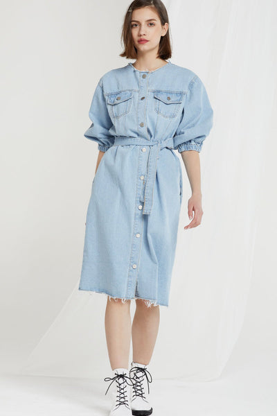 Xander Frayed Denim Dress