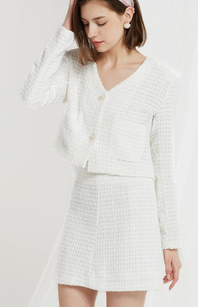 Lennon Collarless Tweed Crop Jacket-2 Colors