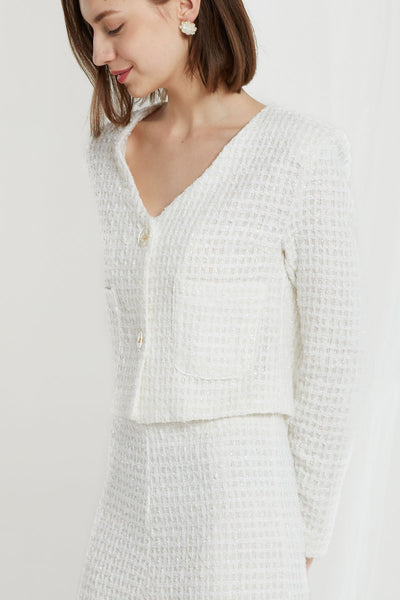 Lennon Collarless Tweed Crop Jacket-2 Colors