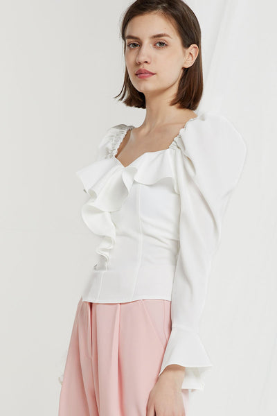 Maisia Square Neck Puff Sleeve Blouse-2 Colors