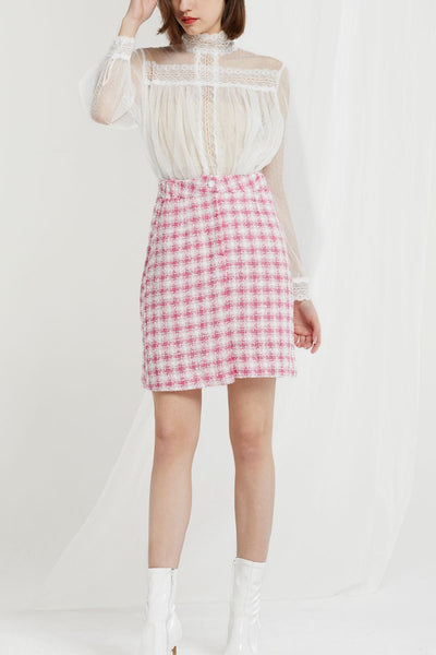 Zenia Grid Tweed Skirt