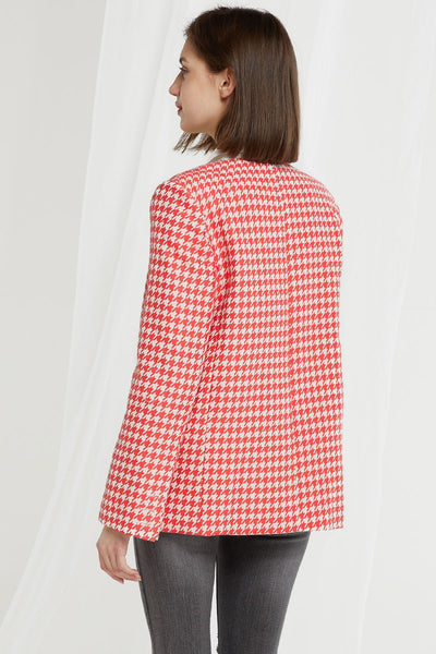 Reda Houndstooth Collarless Blazer