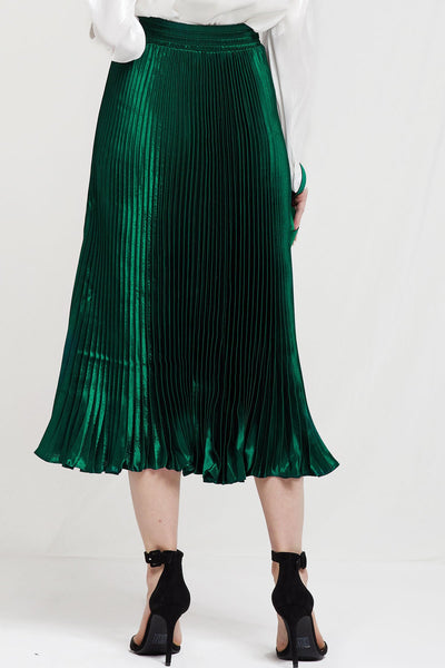 Skyler Metallic Pleated Maxi Skirt-2 Colors