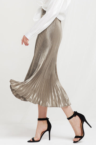 Skyler Metallic Pleated Maxi Skirt-2 Colors